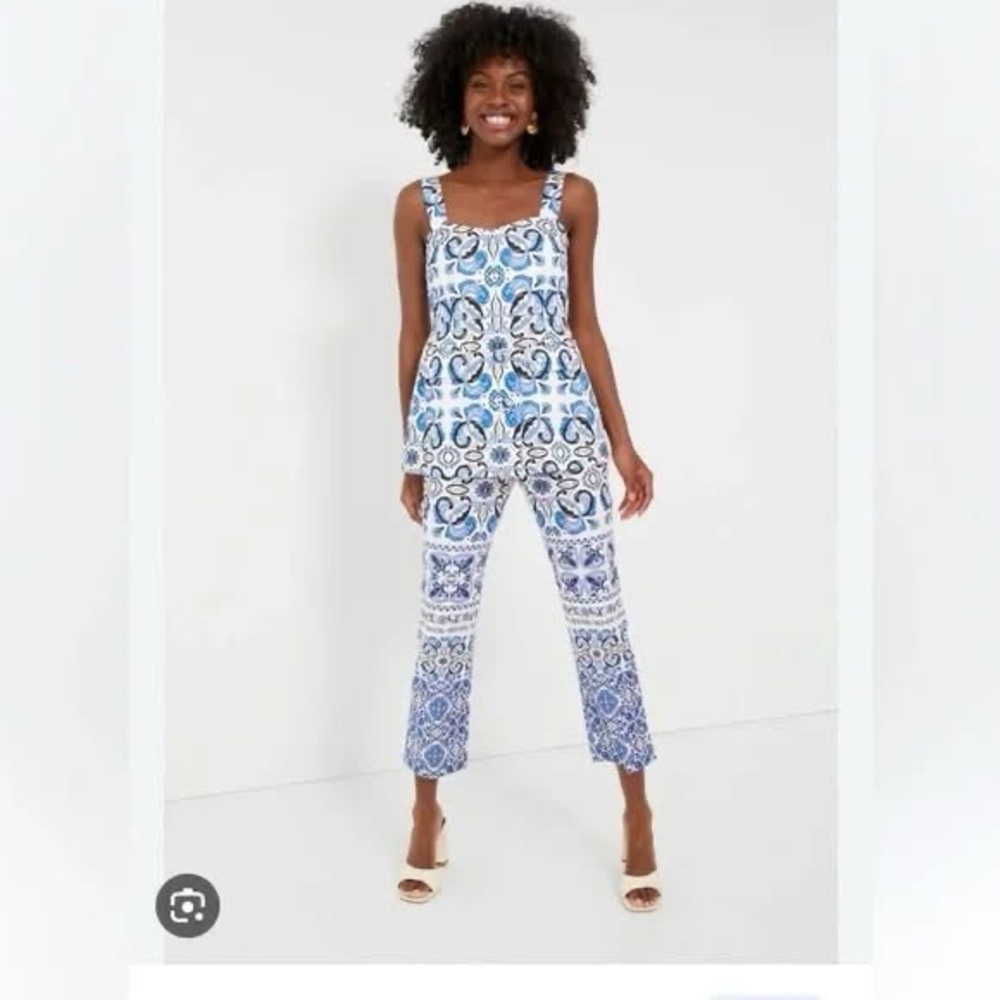 Tuckernuck Majolica Tile Marnie Top & Ashford Pants Set Blue and White Size XXS